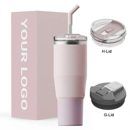 40oz pink tumbler with customized logo