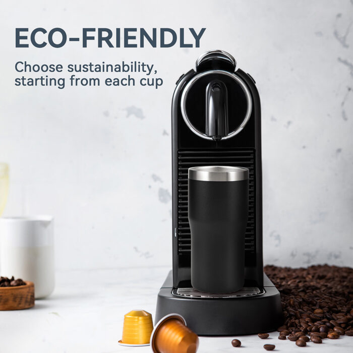 500ml black vacuum mug with straw - Image 4