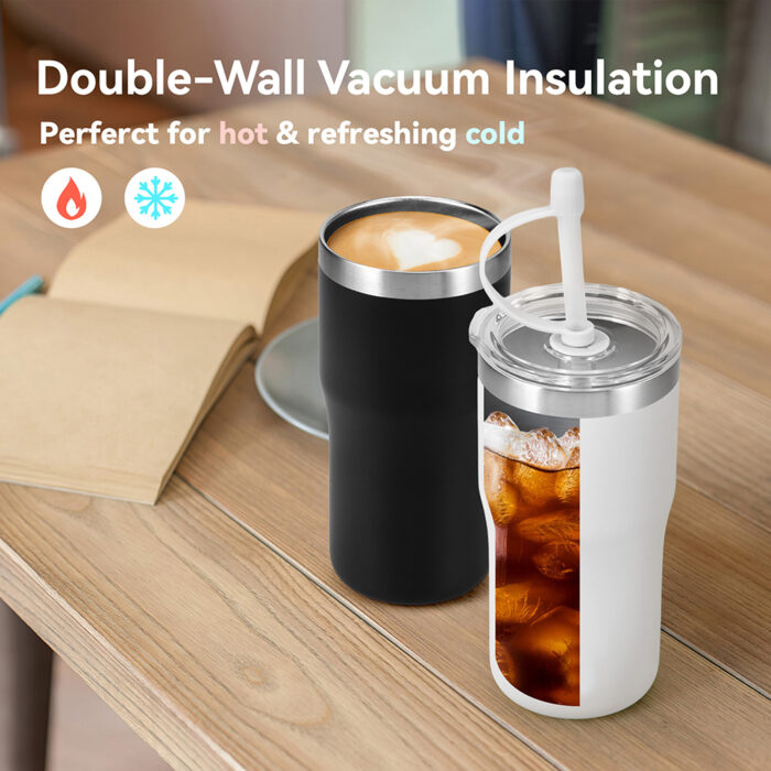 500ml black vacuum mug with straw - Image 3