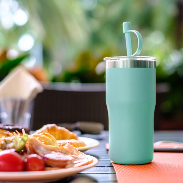 500ml black vacuum mug with straw - Image 7