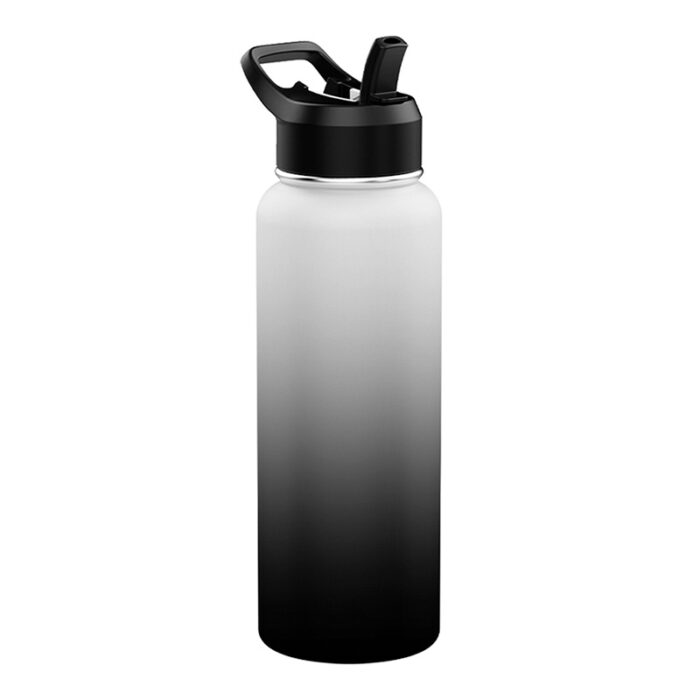 1000ML White/Black Gradient Stainless Water Bottle - Image 1