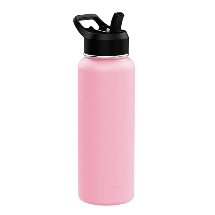 1000ML Pink Stainless Sports Water Bottle - Image 1