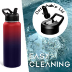 1000ML White/Black Gradient Stainless Water Bottle - Image 3