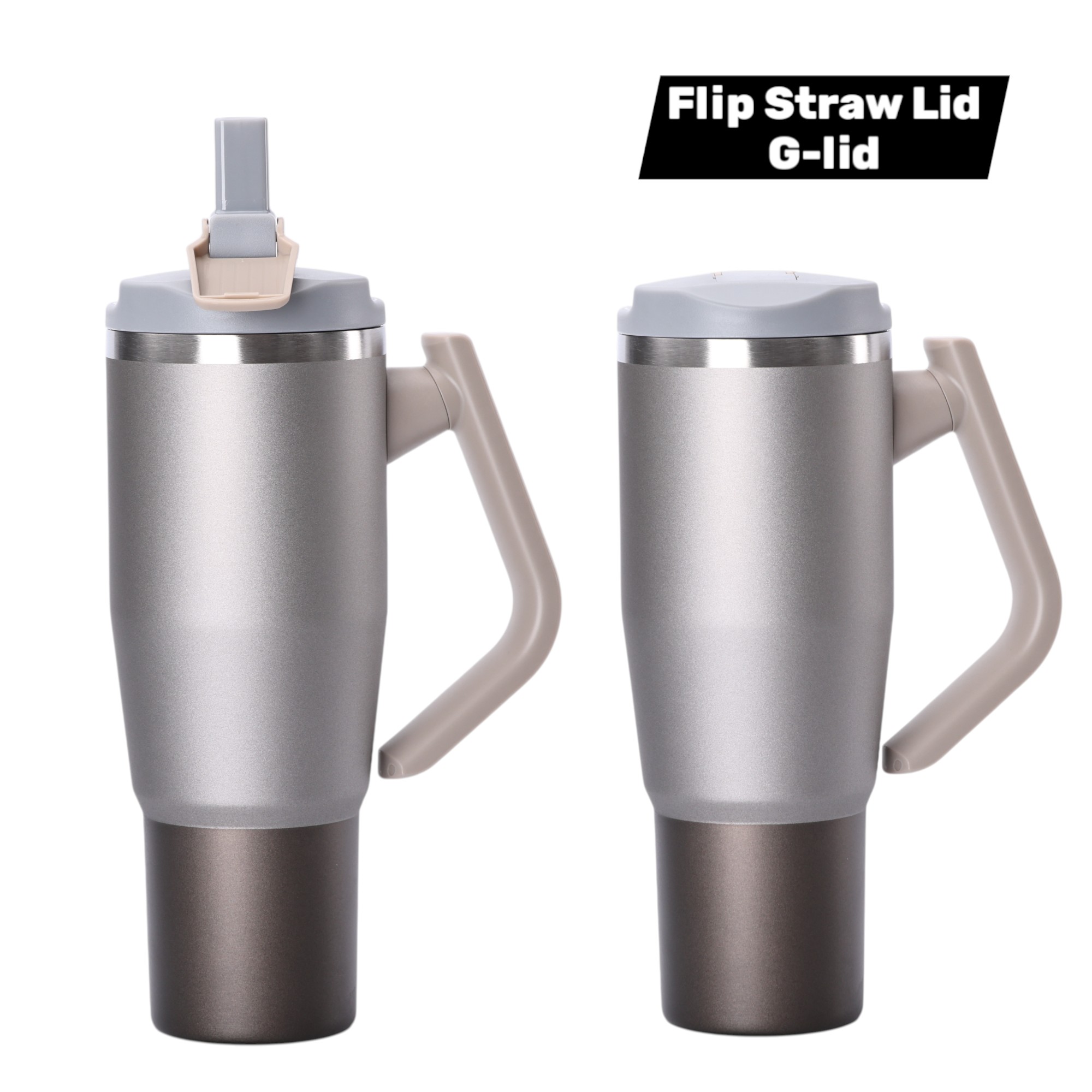 40oz-champagne-flip-Straw flip straw lid for rotatable-handle tumbler