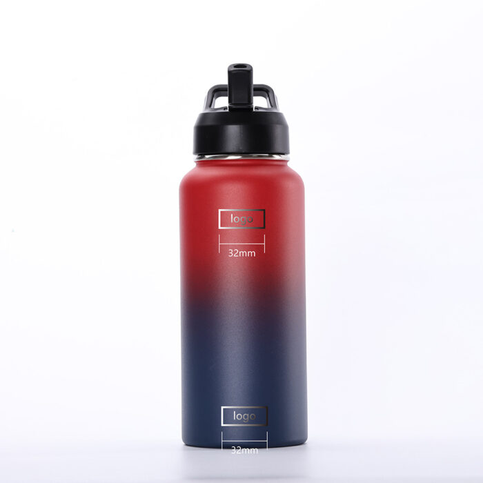 1000ML White/Black Gradient Stainless Water Bottle - Image 2